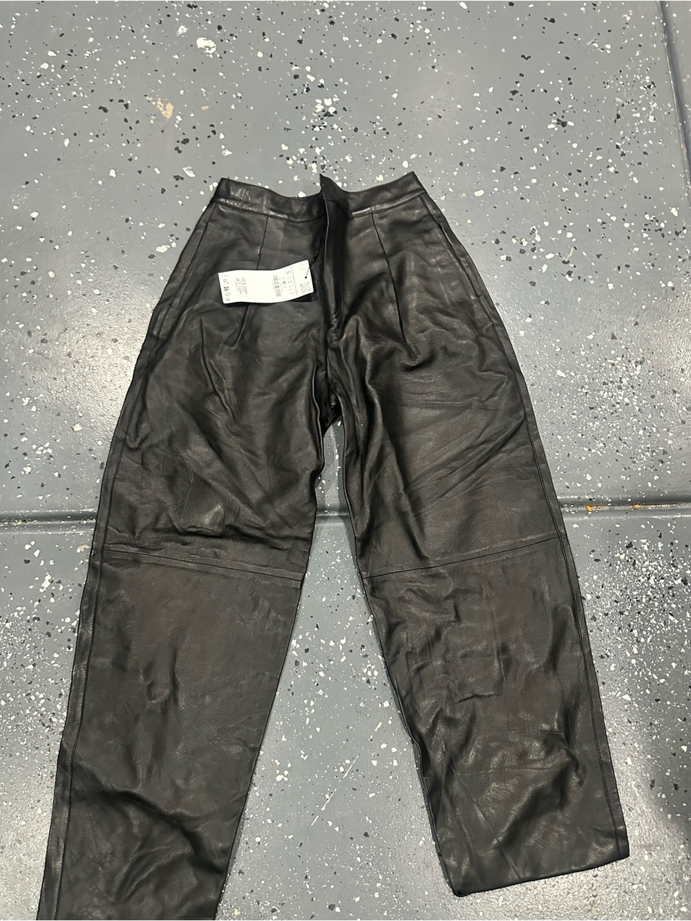 Zara Black 💯  lamb Leather Cropped Pants